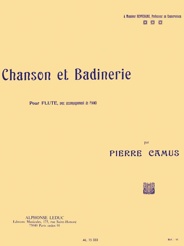 Chanson et Badinerie - Camus - Flute/Piano - Sheet Music