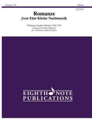 Eighth Note Publications - Romanze (de Eine Kleine Nachtmusik) - Mozart/Marlatt - Quintette de clarinette - Niveau. moyen
