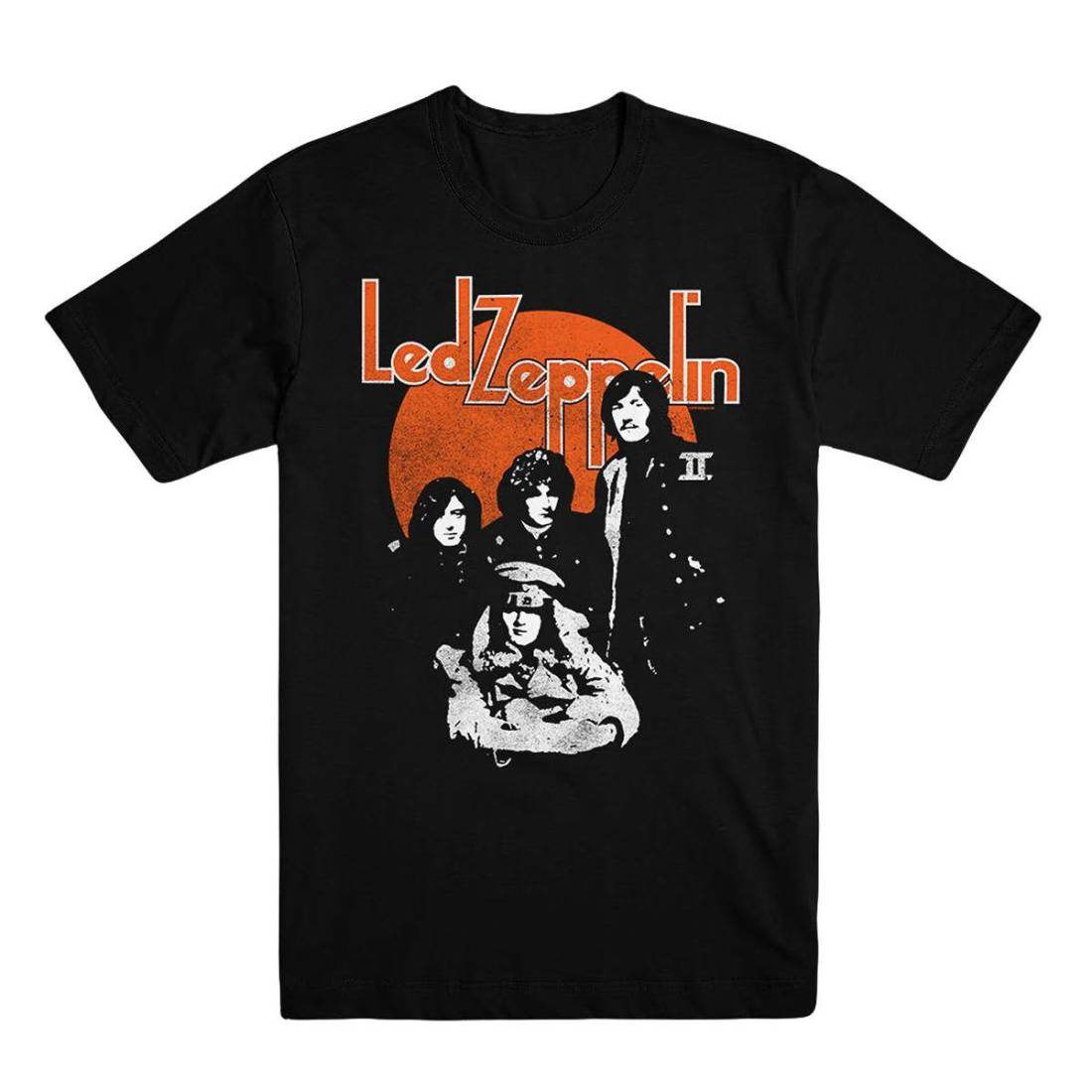 Led Zeppelin II Orange Circle Black T-Shirt - Large