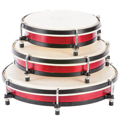 Wood Professional Tunable Hand drums - Set of 3 (8, 10, 12-inch) - Wine Red