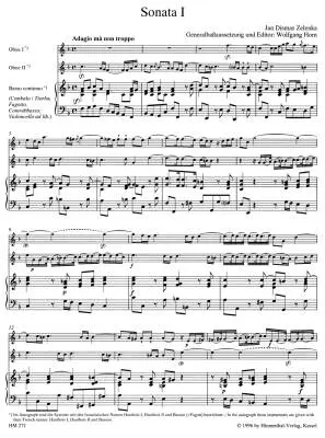 Sonata I for Two Oboes, Bassoon and Basso Continuo in F Major Zwv 181,1 - Zelenka - Performance Score, Set of Parts