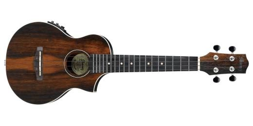 UEW13MEE EW Cutaway Concert Ukulele, Macassar Ebony w/Electronics - Dark Brown Open Pore
