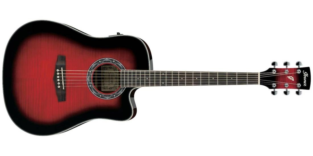 PF28ECE Cutaway Dreadnought Acoustic/Electric Guitar - Transparent Red Sunburst High Gloss