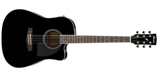 Ibanez - PF15ECE Cutaway Dreadnought Acoustic/Electric Guitar - Black High Gloss