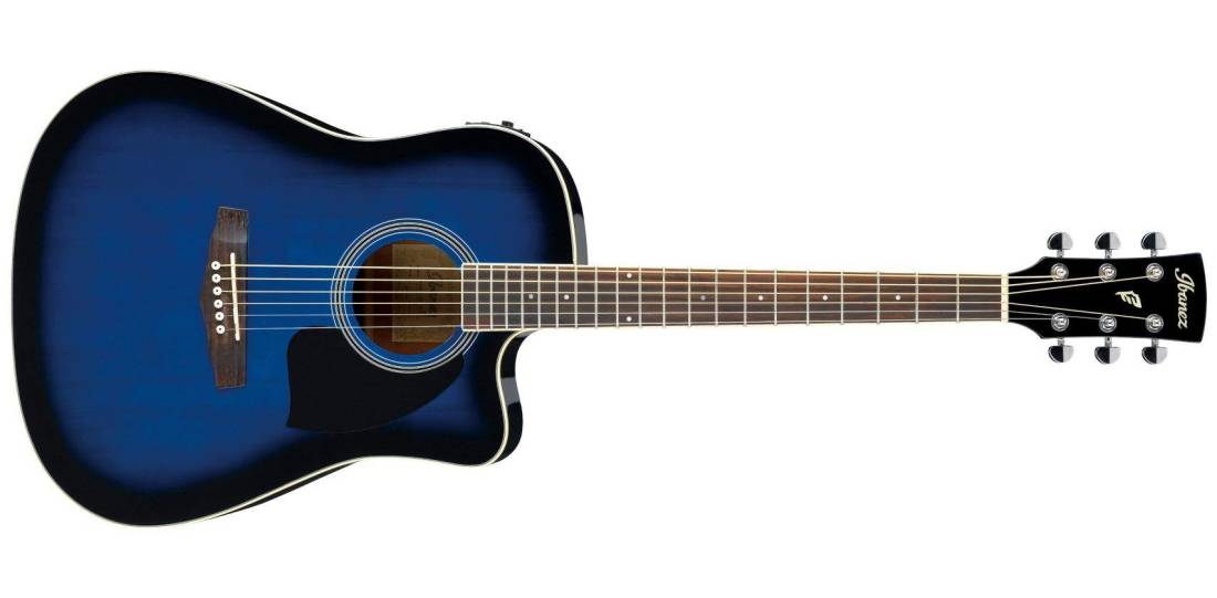 PF15ECE Cutaway Dreadnought Acoustic/Electric Guitar - Transparent Blue Sunburst High Gloss