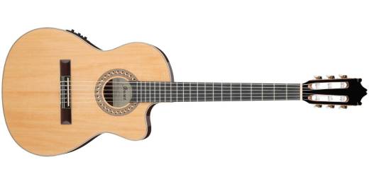 Ibanez - GA34STCE Thinline Cutaway Classical Acoustic/Electric Guitar - Natural High Gloss