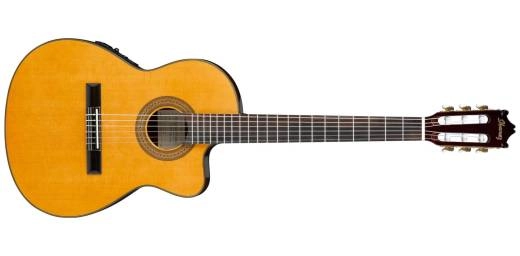 Ibanez - GA5TCE Thinline Cutaway Classical Acoustic/Electric Guitar - Amber High Gloss