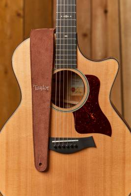 2.5\'\' Embroidered Suede Guitar Strap - Chocolate Brown