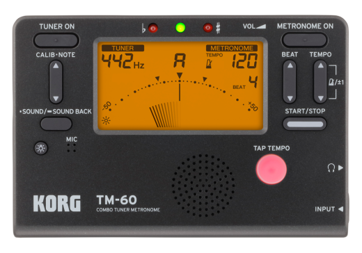 TM-60C Combo Metronome/Tuner with Contact Microphone - Black