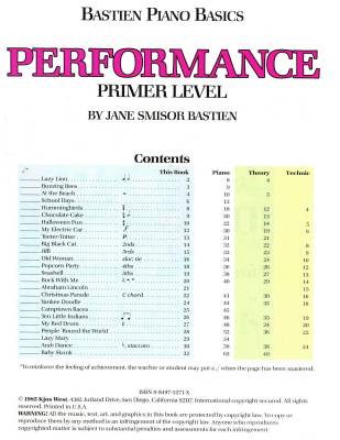 Bastien Piano Basics: Performance, Primer Level - Bastien - Piano - Book