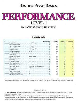 Bastien Piano Basics: Performance, Level 1 - Bastien - Piano - Book