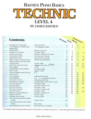 Bastien Piano Basics: Technic, Level 4 - Bastien - Piano - Book