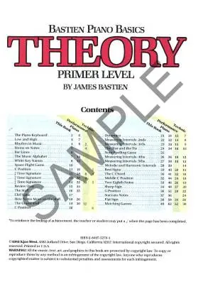 Bastien Piano Basics: Theory, Primer Level - Bastien - Piano - Book
