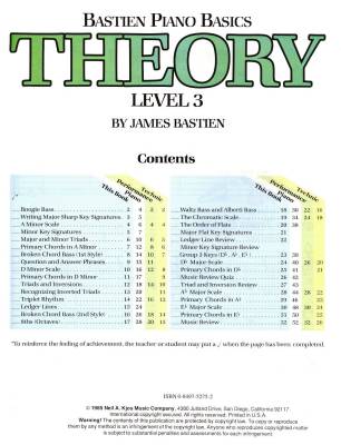 Bastien Piano Basics: Theory, Level 3 - Bastien - Piano - Book