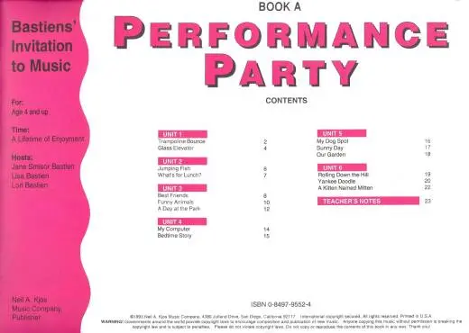 Bastiens\' Invitation to Music: Performance Party, Book A - Bastien - Piano - Book