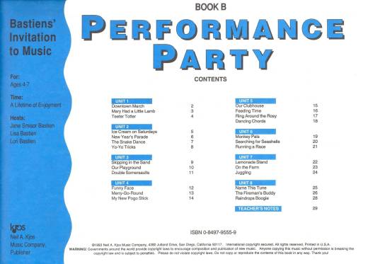 Bastiens\' Invitation to Music: Performance Party, Book B - Bastien - Piano - Book