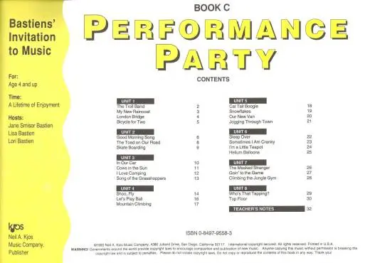 Bastiens\' Invitation to Music: Performance Party, Book C - Bastien - Piano - Book