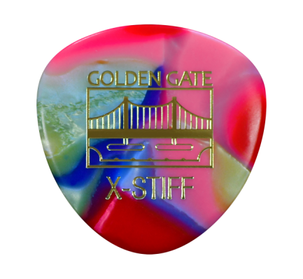 Golden Gate Picks - Plectre plat MP-101 Deluxe, Triangle arrondi, Extra rigide - Clown Barf (12)