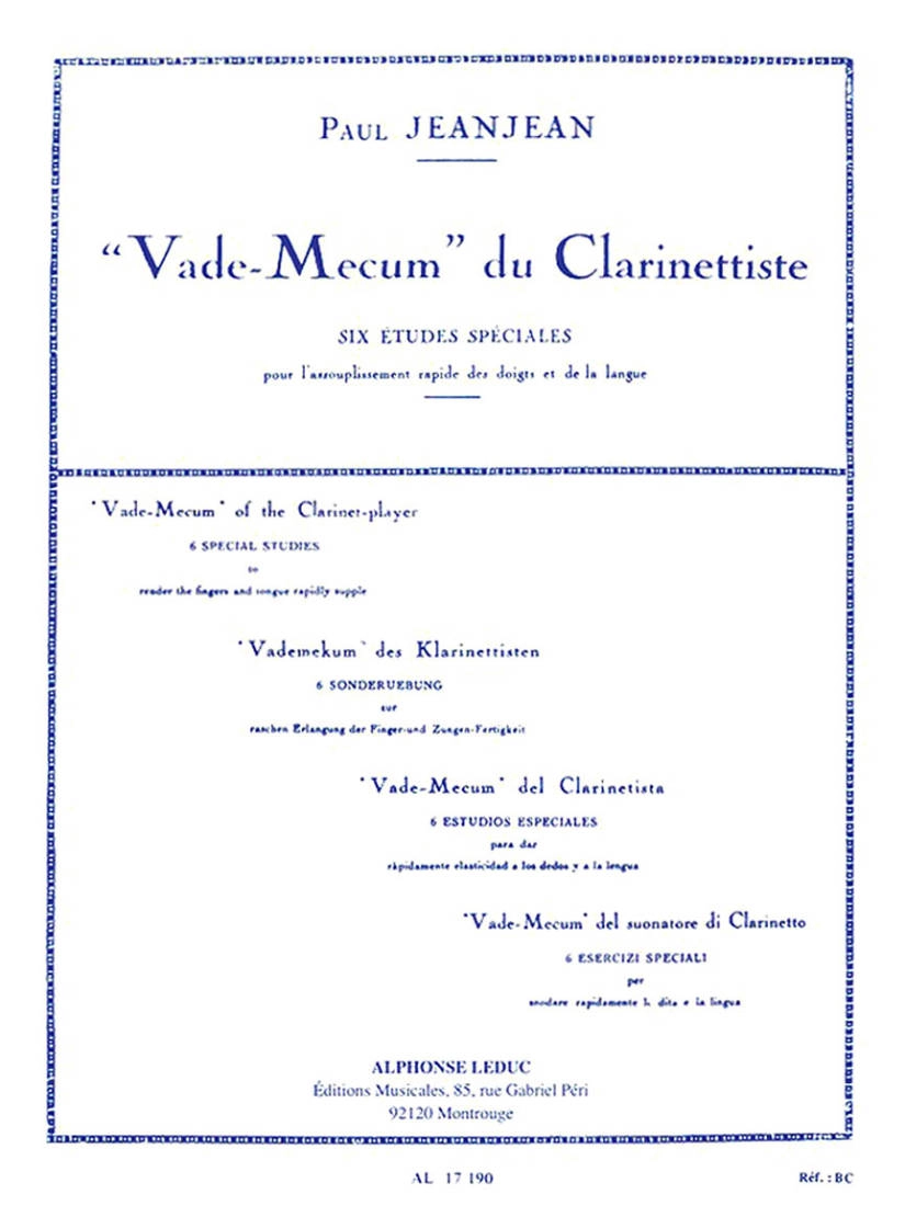 Vade-Mecum du Clarinettiste - Jeanjean - Clarinet - Book