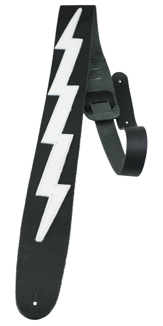 Perri's Leathers Ltd 2.5'' Leather Lightning Bolt Guitar Strap Black And White Long & McQuade