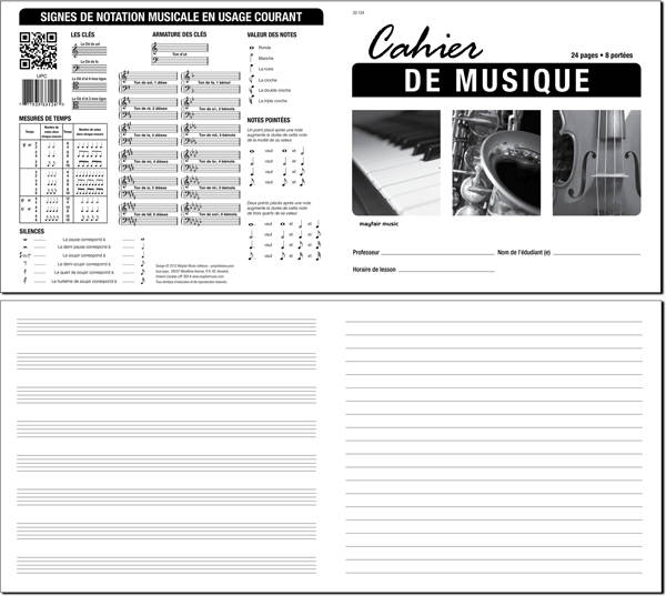 Cahier de musique -  (8 portees, 48 Pgs) - Manuscript