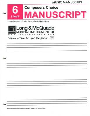 Long & McQuade - Composers Choice Manuscript Paper: 6 Stave/3-Hole Punched - Pad