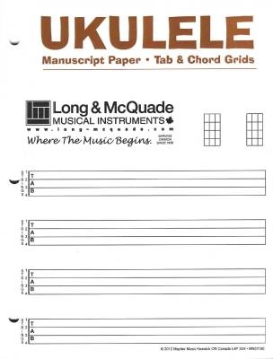 Long & McQuade - Ukulele Manuscript Paper - Frames, TAB/3-Hole Punched - Pad