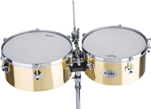 Alex Acuna Signature Brass Timbales (14\'\'/15\'\') with Stand