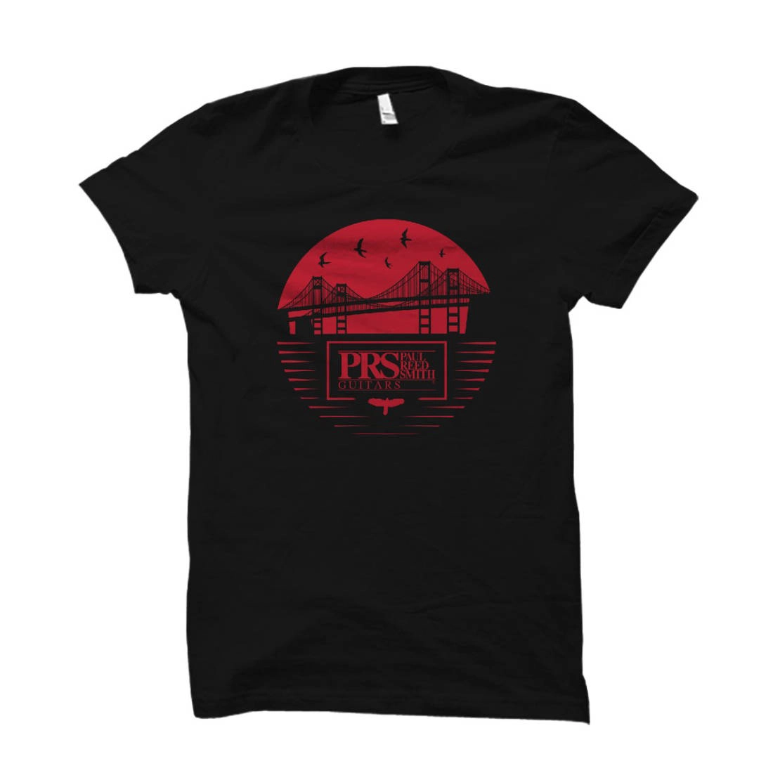 Bay Bridge Tee, Red on Black - Medium