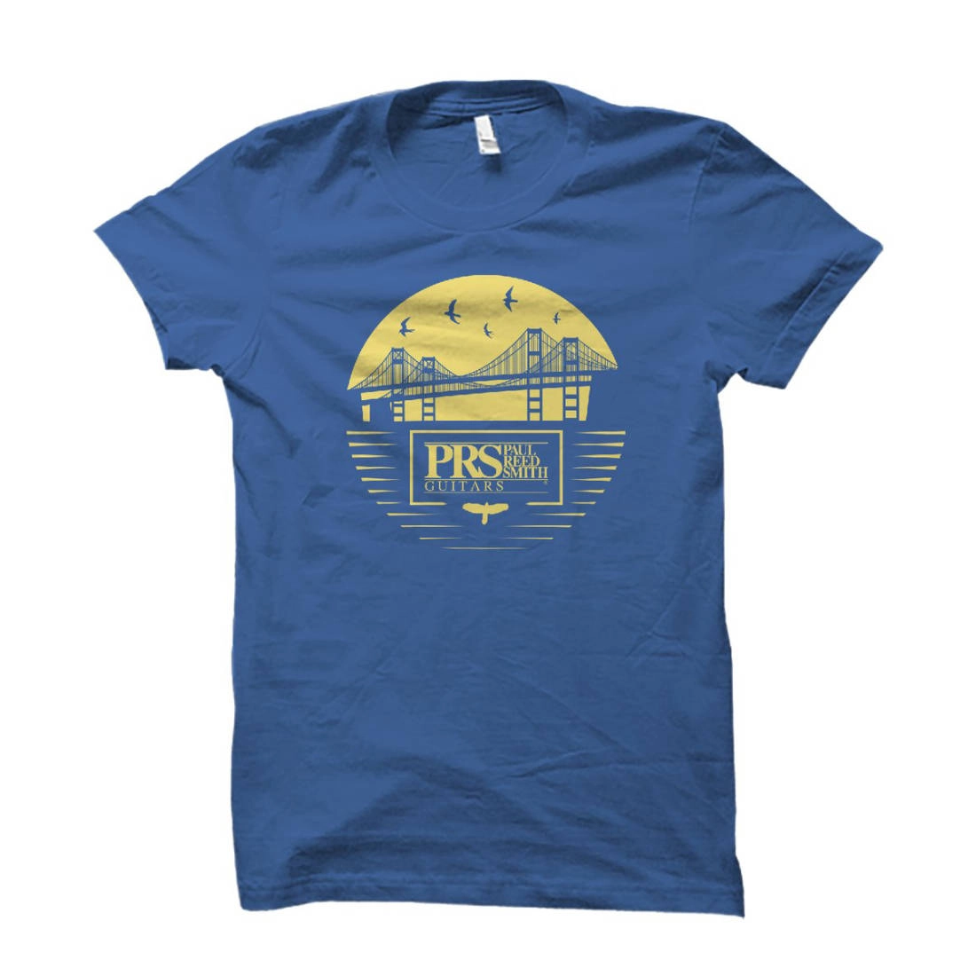 Bay Bridge Tee, Yellow on Blue - Large