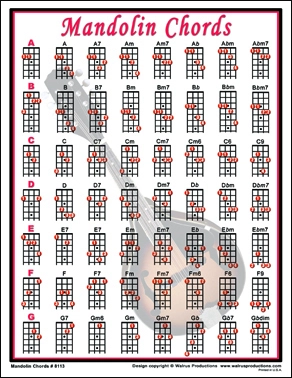 Mandolin Chords - Chart, Laminated