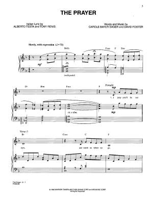 The Prayer - Sager/Foster - Piano/Vocal/Guitar - Sheet Music