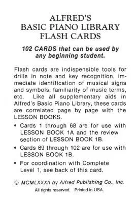 Alfred\'s Basic Piano Library: Flash Cards, Levels 1A & 1B - Palmer/Manus/Lethco - Piano - Flash Cards