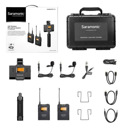 UwMic9 Wireless Lavalier Microphone System with Audio Mixer - Two Transmitters