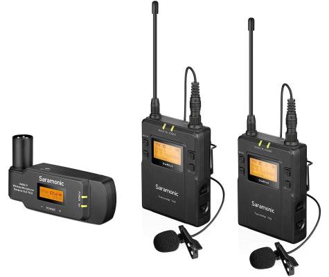 UwMic9 Wireless Lavalier Microphone System with Plug-In Receiver - Two Transmitters