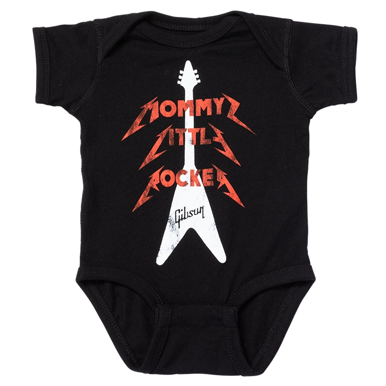 Mommy\'s Little Rocker Flying V Onesie Black - 6/12 month