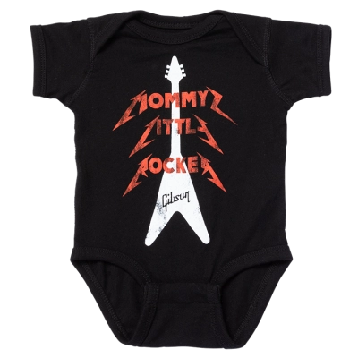 Mommy\'s Little Rocker Flying V Onesie Black - 6/12 month
