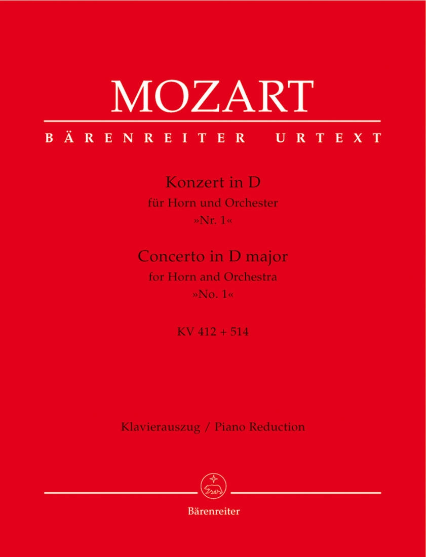 Concerto no. 1 in D major K. 412 + 514 (386b) - Mozart - Horn/Piano Reduction - Sheet Music