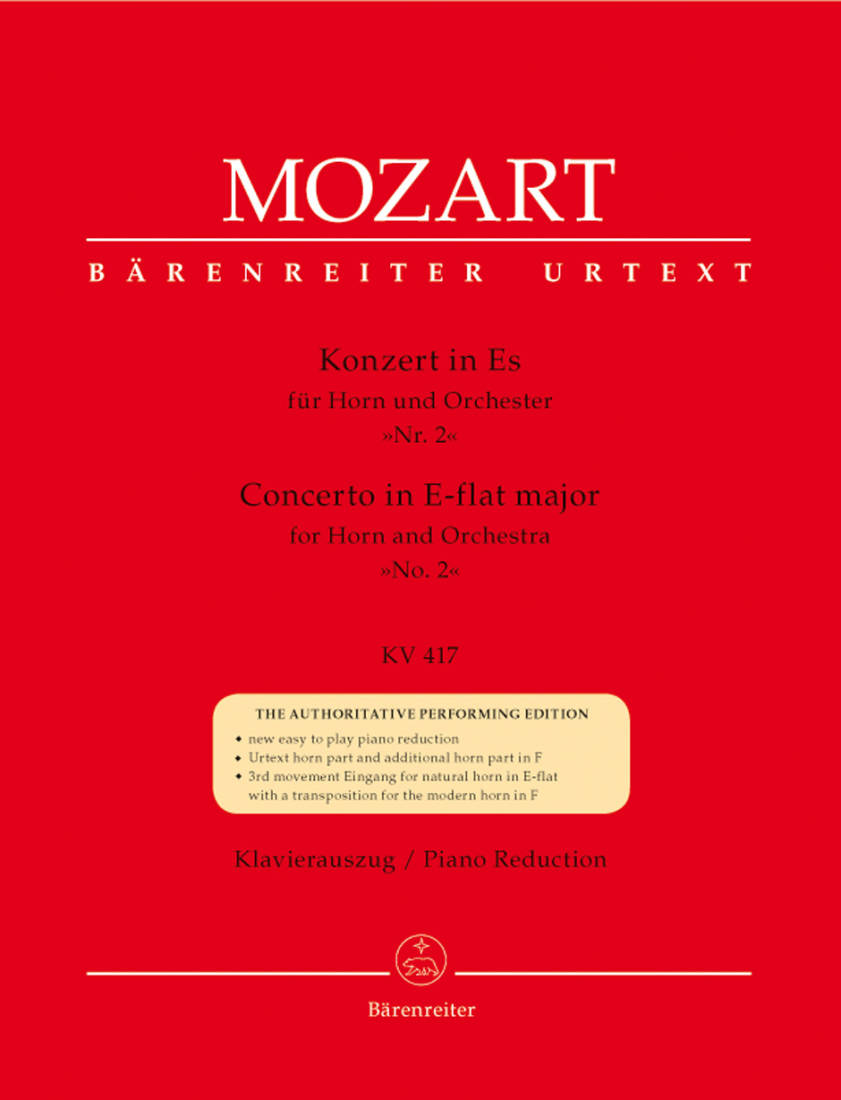 Concerto no. 2 in E-flat major K. 417 - Mozart - Horn/Piano Reduction - Sheet Music