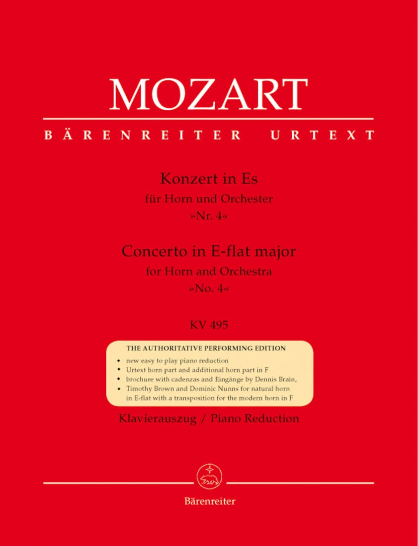 Concerto no. 4 in E-flat major K. 495 - Mozart - Horn/Piano Reduction - Sheet Music