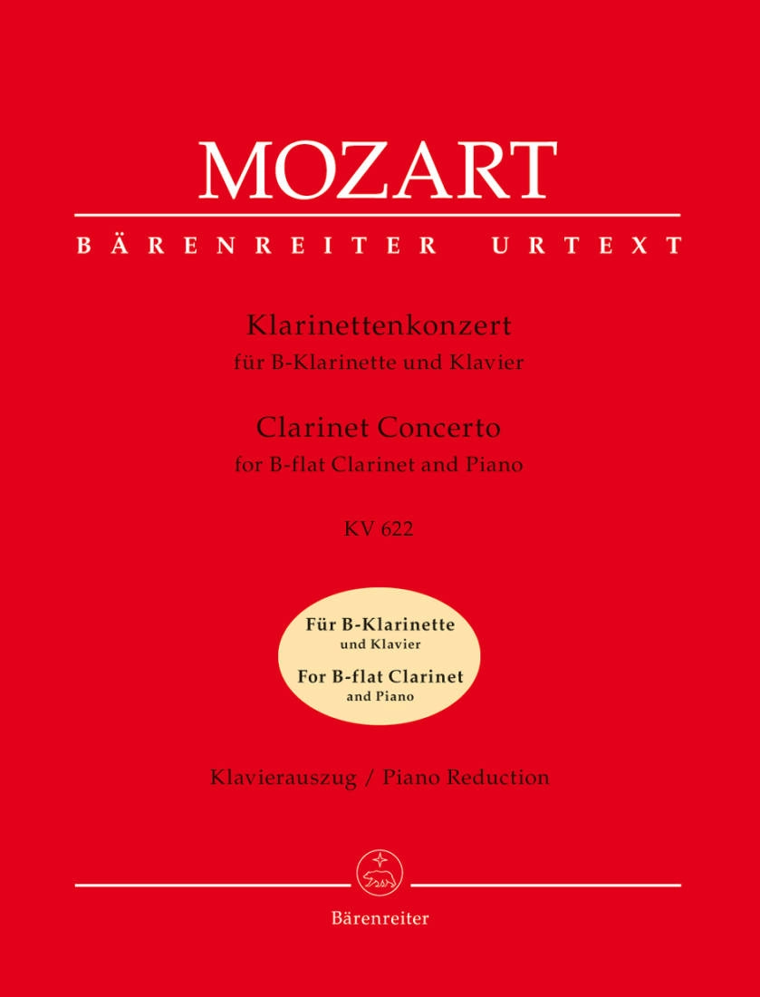 Concerto K. 622 - Mozart - Clarinet/Piano Reduction - Sheet Music