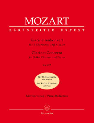 Baerenreiter Verlag - Concerto K. 622 - Mozart - Clarinet/Piano Reduction - Sheet Music