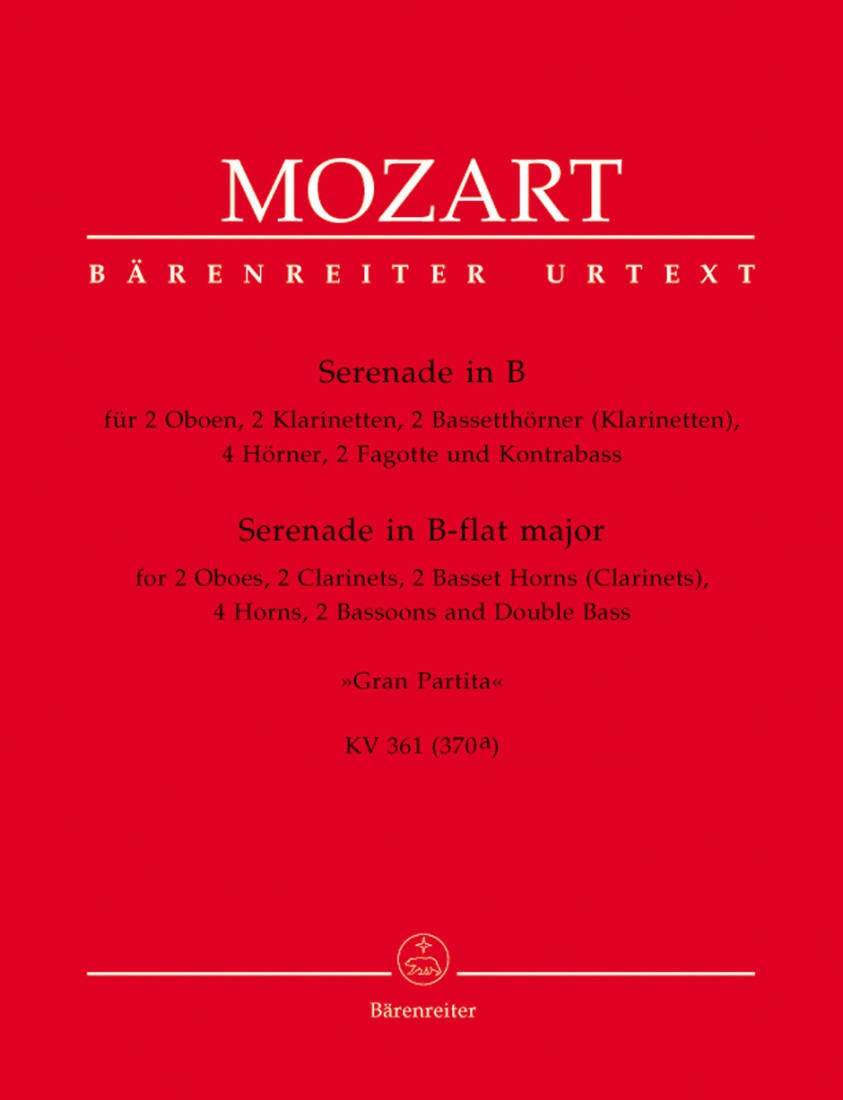 Serenade in Bb major KV 361 (370a) \'\'Gran Partita\'\' - Mozart - Woodwind Ensemble - Parts Set