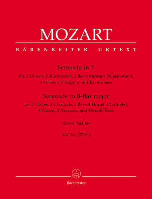Baerenreiter Verlag - Serenade in Bb major KV 361 (370a) Gran Partita - Mozart - Woodwind Ensemble - Parts Set