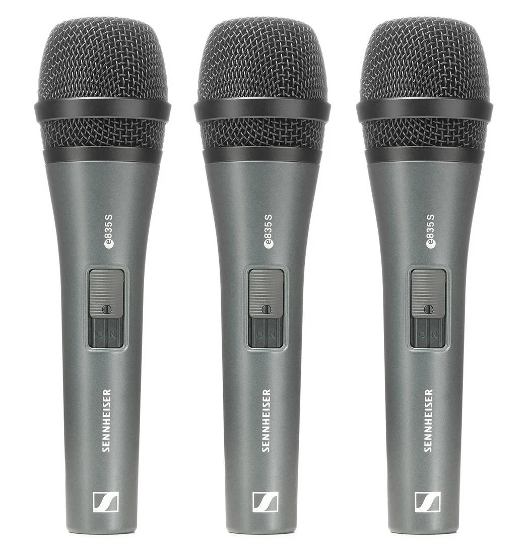 e835-S Evolution Handheld Dynamic Cardioid Microphone with On/Off Switch - 3-Pack
