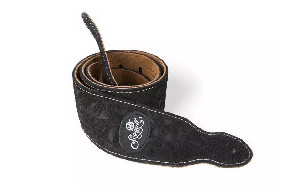 Guitar Strap - Black Paisley Suede