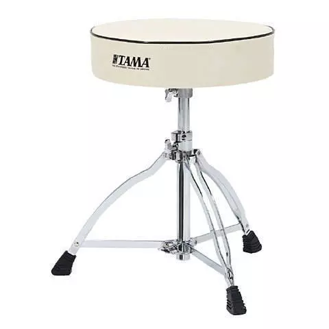 Standard Round Drum Seat - White w/Black Piping