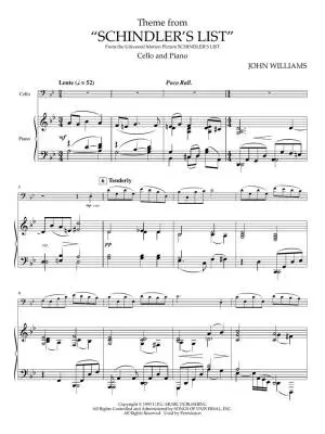 Theme from Schindler\'s List - Williams - Cello/Piano Reduction - Sheet Music
