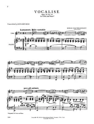 Vocalise, Opus 34, No. 14 - Rachmaninoff/Rose - Cello/Piano - Sheet Music
