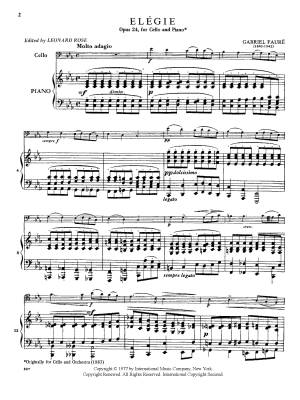 Elegie, Opus 24 - Faure/Rose - Cello/Piano - Sheet Music